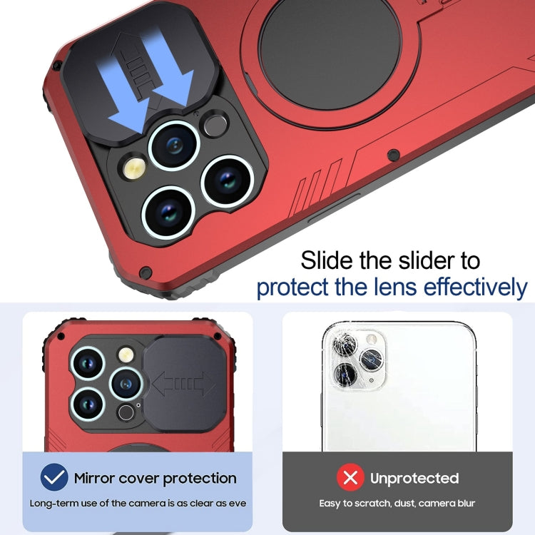For iPhone 15 Pro Camera Shield MagSafe Holder Life Waterproof Phone Case(Red) by buy2fix