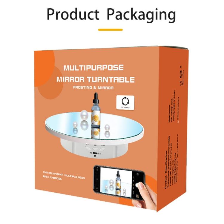 22cm Mirror Electric Rotating Display Stand Live Video Shooting Props Turntable Regular Version(Black) by buy2fix