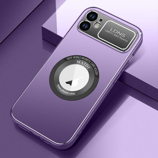 For iPhone 11 Large Window MagSafe Skin Feel PC Phone Case(Purple) by buy2fix