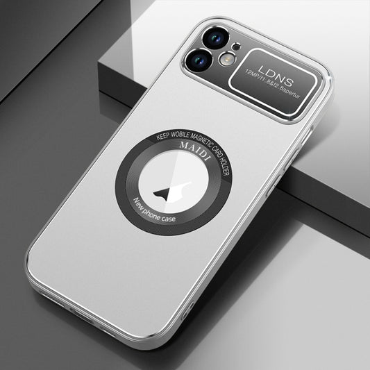 For iPhone 11 Large Window MagSafe Skin Feel PC Phone Case(Silver Gray) by buy2fix