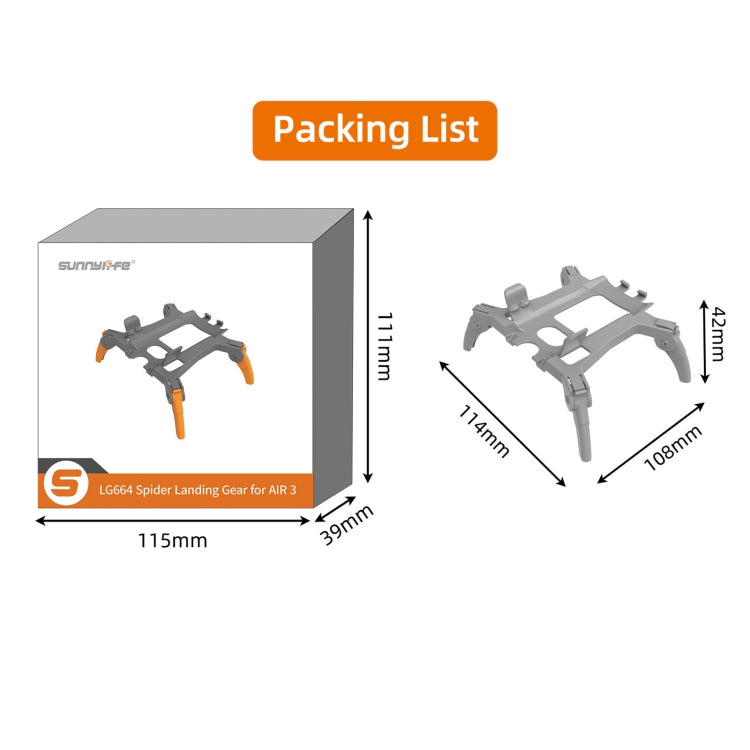 For DJI Air 3 Sunnylife LG664 Foldable Spider Landing Gear(Orange) by Sunnylife