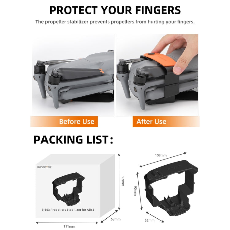 For DJI Air 3S / Air 3 Sunnylife SJ663 Blade Holder Fixed Propeller Fixer Guard(Black) by Sunnylife