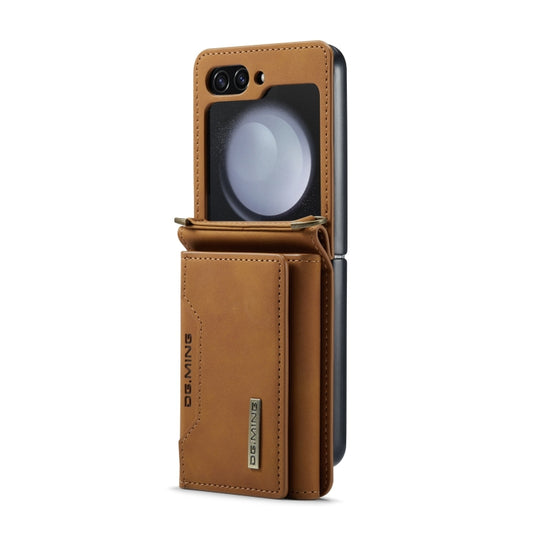 For Samsung Galaxy Z Flip5 5G DG.MING M2 Series Card Bag Magnetic Leather Phone Case(Brown) by DG.MING