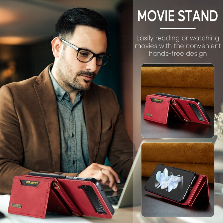 For Samsung Galaxy Z Flip3 5G DG.MING M2 Series Card Bag Magnetic Leather Phone Case(Red) by DG.MING