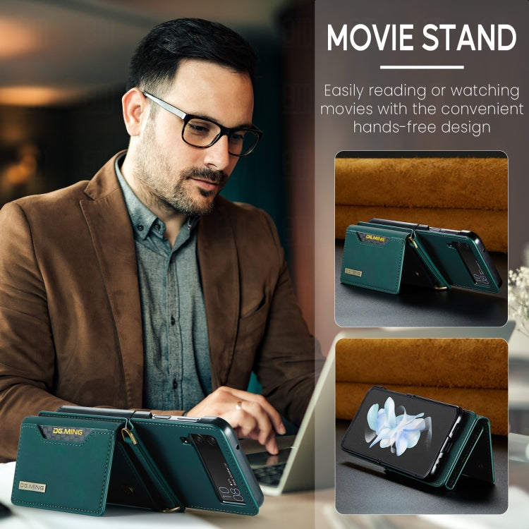 For Samsung Galaxy Z Flip3 5G DG.MING M2 Series Card Bag Magnetic Leather Phone Case(Green) by DG.MING