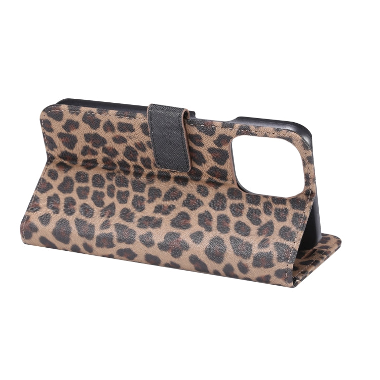 For iPhone 15 Pro Max Leopard Pattern Horizontal Flip Leather Phone Case(Brown) by buy2fix