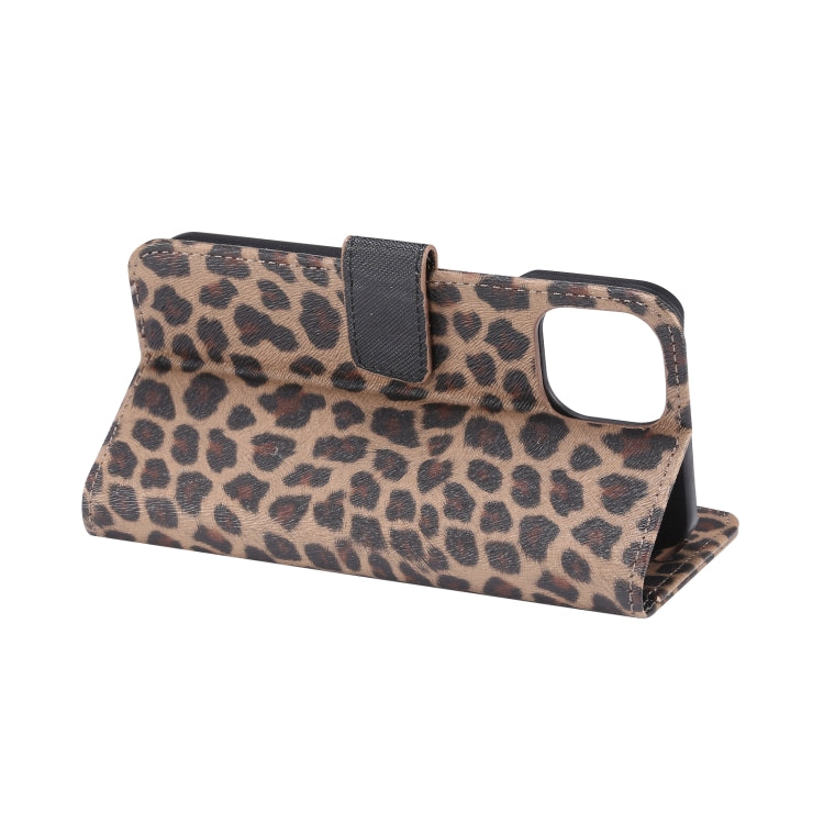 For iPhone 15 Leopard Pattern Horizontal Flip Leather Phone Case(Brown) by buy2fix