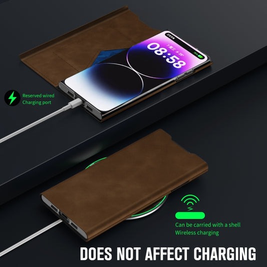 For iPhone 15 Pro Max Magnetic Napa Texture Leather Phone Case with Holder(Brown) by buy2fix