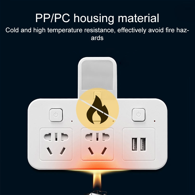 Home Office Multifunctional USB Wireless Plug Converter Plug Board 1 to 3 + 2USB, with Night Light by buy2fix