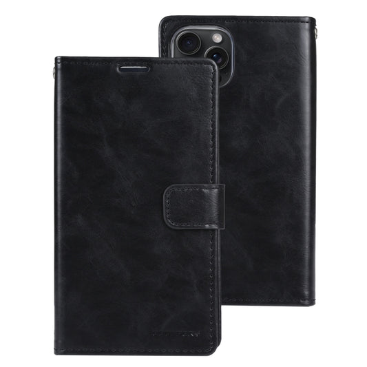For iPhone 15 Pro Max GOOSPERY BLUE MOON Crazy Horse Texture Leather Phone Case(Black) by GOOSPERY