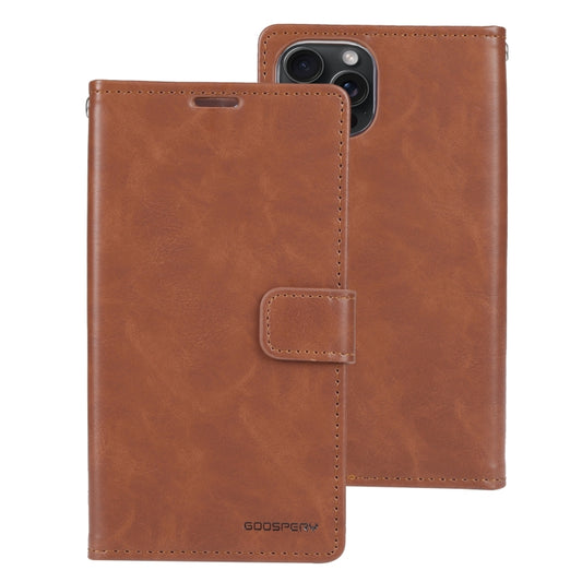 For iPhone 15 Pro Max GOOSPERY BLUE MOON Crazy Horse Texture Leather Phone Case(Brown) by GOOSPERY