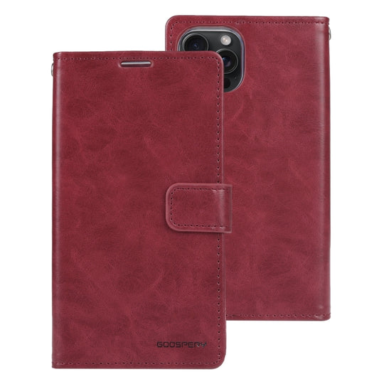 For iPhone 15 Pro Max GOOSPERY BLUE MOON Crazy Horse Texture Leather Phone Case(Wine Red) by GOOSPERY