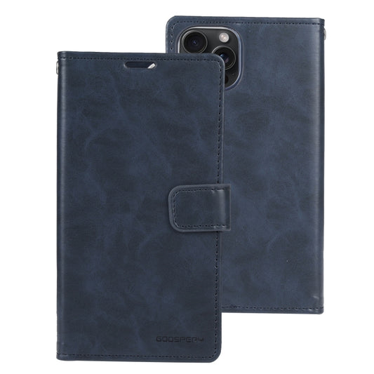 For iPhone 15 Pro Max GOOSPERY BLUE MOON Crazy Horse Texture Leather Phone Case(Dark Blue) by GOOSPERY