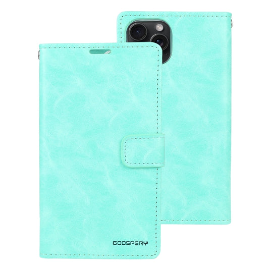 For iPhone 15 Pro Max GOOSPERY BLUE MOON Crazy Horse Texture Leather Phone Case(Mint Green) by GOOSPERY