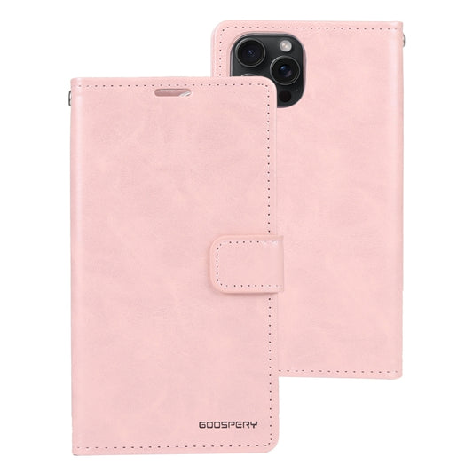For iPhone 15 Pro Max GOOSPERY BLUE MOON Crazy Horse Texture Leather Phone Case(Rose Gold) by GOOSPERY