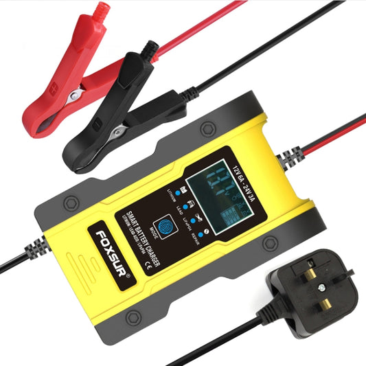FOXSUR 12V-24V Car Motorcycle Repair Battery Charger AGM Charger Color:Yellow(UK Plug) by FOXSUR