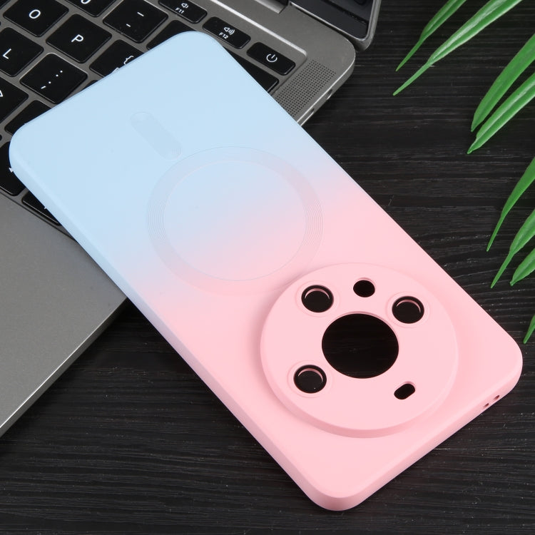 For Huawei Mate 60 Liquid TPU Silicone Gradient MagSafe Phone Case(Pink Blue) by buy2fix