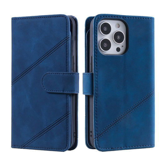 For iPhone 15 Pro Max Skin Feel Multi-card Wallet Leather Phone Case(Blue) by buy2fix