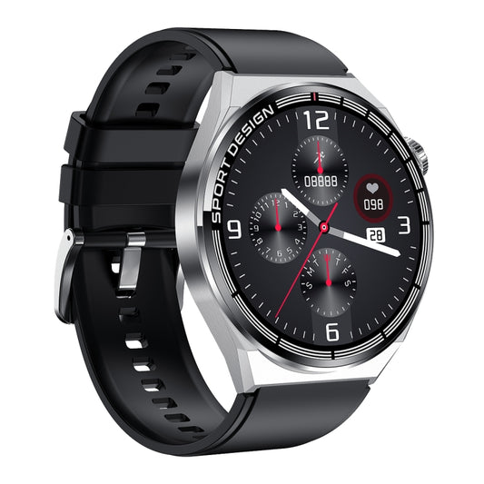 HDT MAX 1.60 inch Silver Dial Silicone Band IP68 Waterproof Smart Watch Support Bluetooth Call(Black) by buy2fix