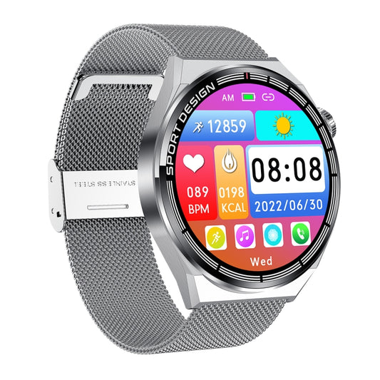 HDT MAX 1.60 inch Silver Dial Milan Steel Band IP68 Waterproof Smart Watch Support Bluetooth Call(Silver) by buy2fix