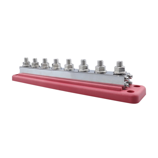 RV 600A High Current busbar 8-way Straight M10 Wiring Studs(Red) by buy2fix