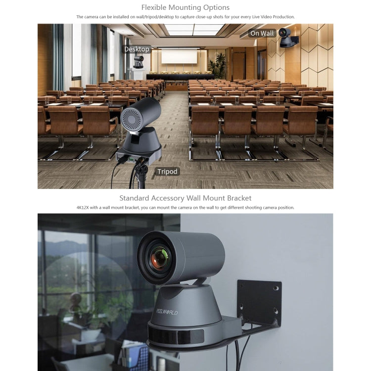 FEELWORLD 4K12X 4K PTZ Camera 12X Optical Zoom AI Tracking HDMI USB IP Remote Control(AU Plug) by FEELWORLD