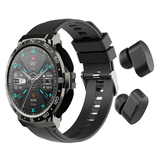 M68 Plus 1.52 inch Round Screen 2 in 1 Bluetooth Earphone Smart Watch, 512MB Memory Support Health Monitoring(Black) by buy2fix