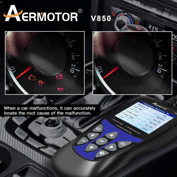 AERMOTOR V850 Car OBD2 Code Reader Diagnostic Scan Tool(Black) by buy2fix