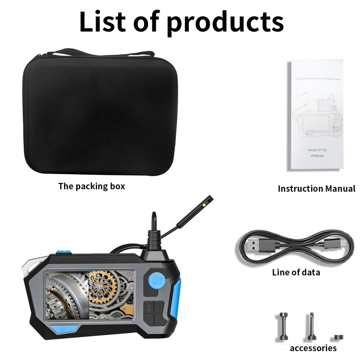 P120 Rotatable 8mm Dual Lenses Industrial Endoscope with Screen, 9mm Tail Pipe Diameter, Spec:10m Tube by buy2fix
