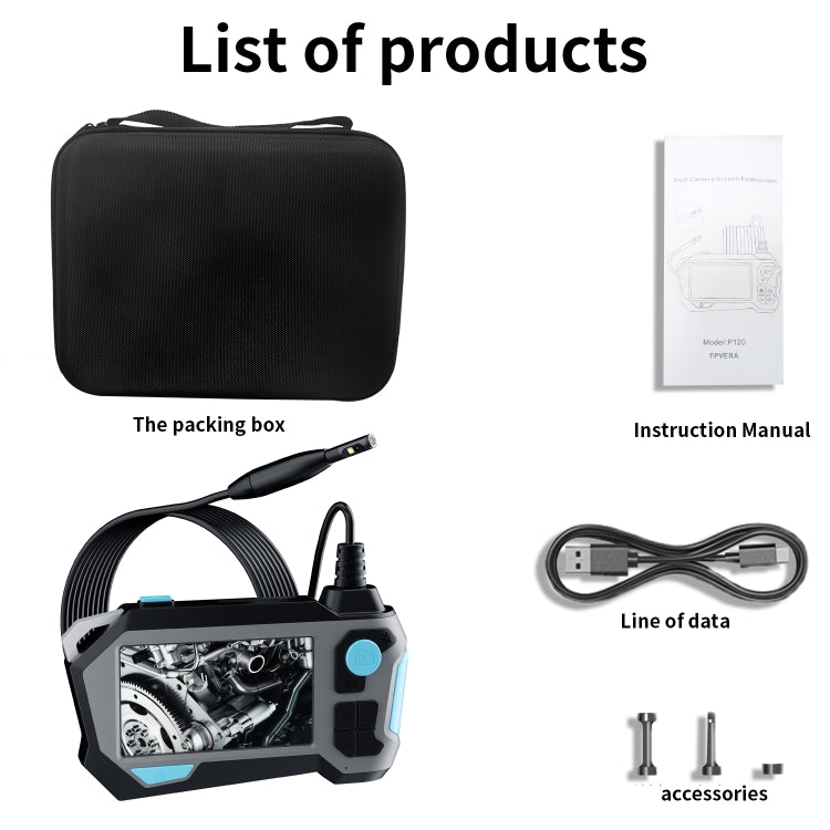 P120 Rotatable 8mm Dual Lenses Industrial Endoscope with Screen, 16mm Tail Pipe Diameter, Spec:5m Tube by buy2fix