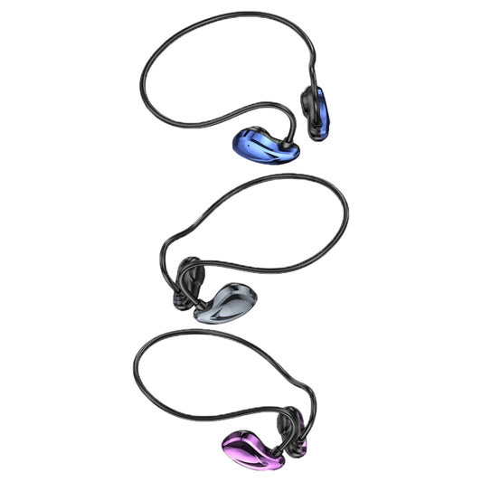 A60 Open Air Conduction Built-in Microphone Wireless Bluetooth Neckband Earphone(Purple) by buy2fix