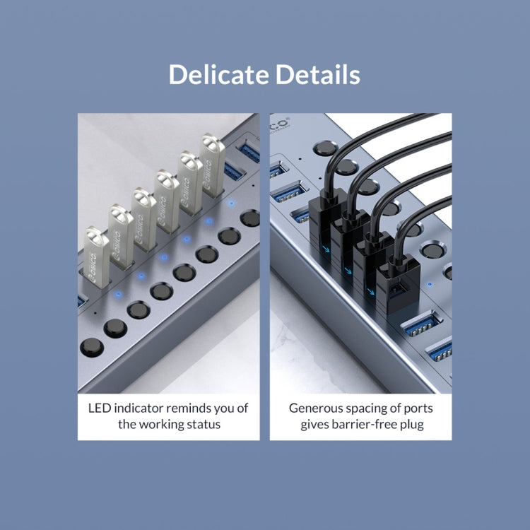 ORICO BT2U3-16AB-GY-BP 16 Ports USB 3.0 HUB with Individual Switches(AU Plug) by ORICO