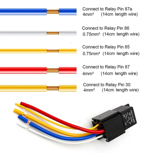 JD2912 80A 12V 5 Pin Car Relay with Wire SPDT Socket Plug by buy2fix