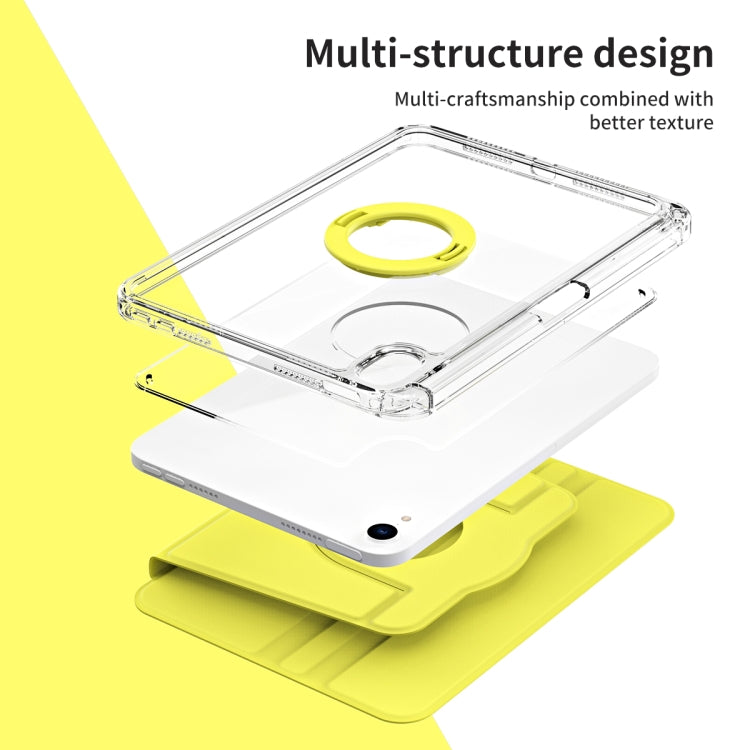 For iPad mini 6 / mini 2024 360 Rotation Detachable Clear Acrylic Leather Tablet Case(Yellow) by buy2fix