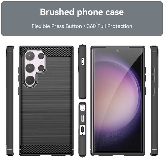 For Samsung Galaxy S24 Ultra 5G Brushed Texture Carbon Fiber TPU Phone Case(Black) by buy2fix