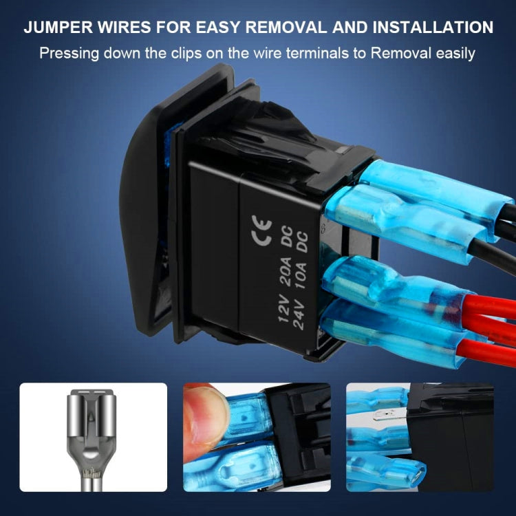 6pcs / Set Car Marine 5 Pin Rocker Switch Jumper Wire kit with Male & Female Terminals by buy2fix