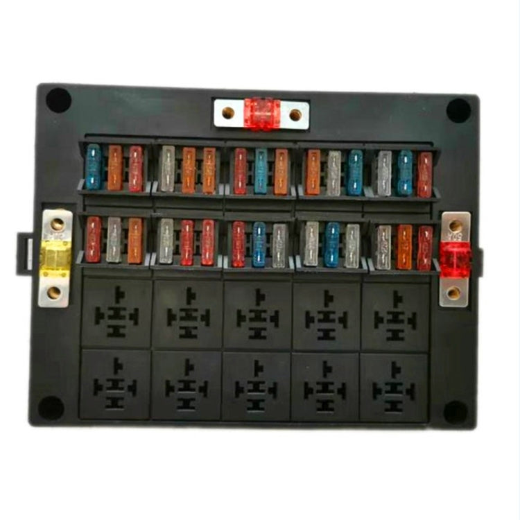40A Car New Energy Multi-Way Fuse Relay Box Fuse Holder with 15pcs Fuse Blades, Style:4 Pin by buy2fix