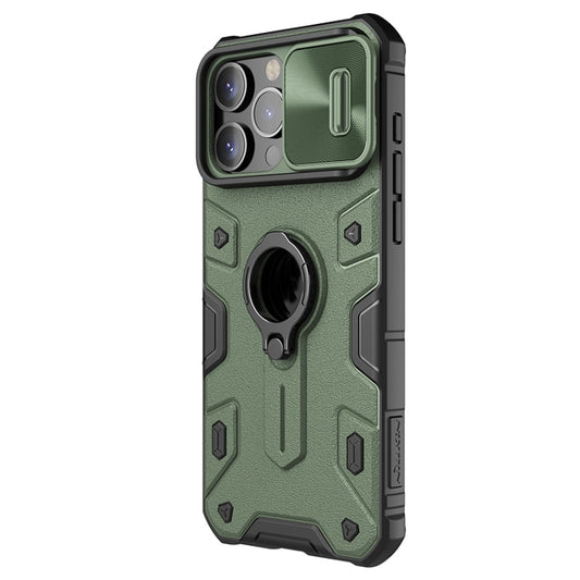 For iPhone 15 Pro Max NILLKIN Shockproof CamShield Armor Protective Case with Invisible Ring Holder(Green) by NILLKIN