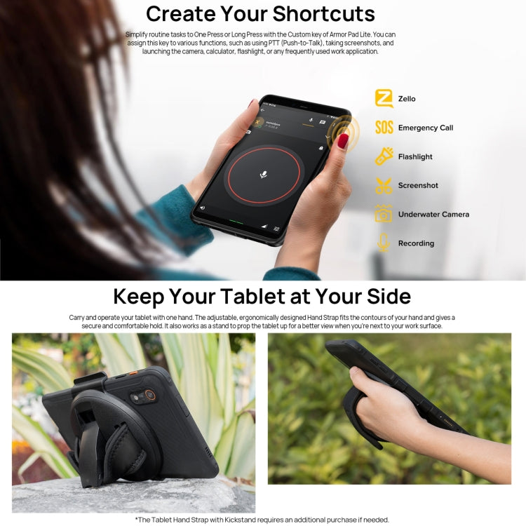 Ulefone Armor Pad Lite Rugged Tablet PC, 3GB+32GB, 8.0 inch Android 13 MediaTek MT8766 Quad Core(Black) by Ulefone