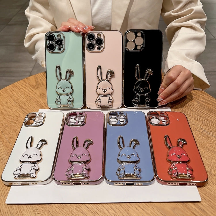 For iPhone 15 Pro Max Plating Rabbit Holder Phone Case(Red) by buy2fix