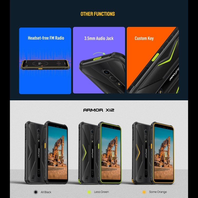 Ulefone Armor X12, 3GB+32GB, Rugged Phone, Face Unlock, 5.45 inch Android 13 Go MediaTek Helio A22 Quad Core, Network: 4G, NFC(All Black) by Ulefone