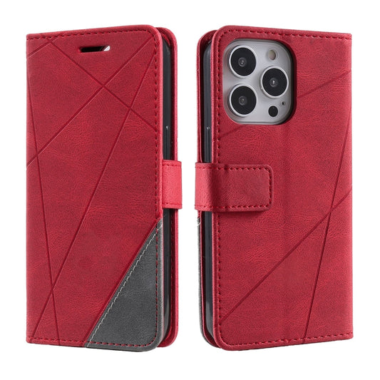 For iPhone 15 Pro Max Skin Feel Splicing Leather Phone Case(Red) by buy2fix