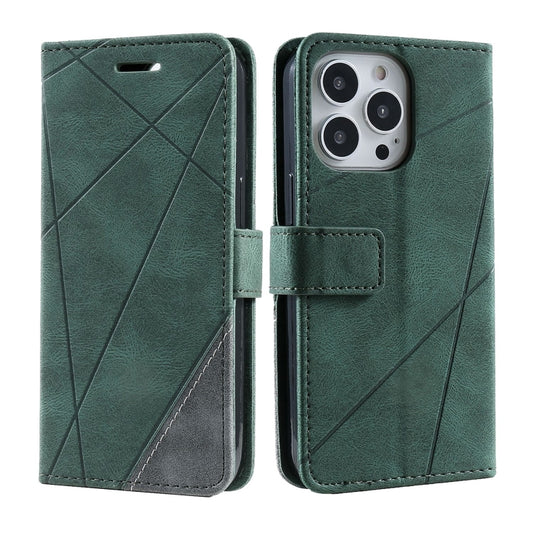 For iPhone 15 Pro Max Skin Feel Splicing Leather Phone Case(Green) by buy2fix