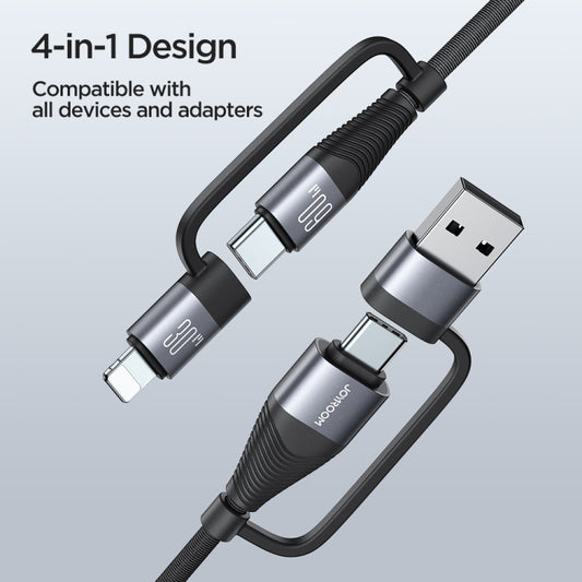 JOYROOM SA37-2T2 60W Multi-Function Series 4 in 1 Fast Charging Data Cable, Length:1.2m(Black) by JOYROOM