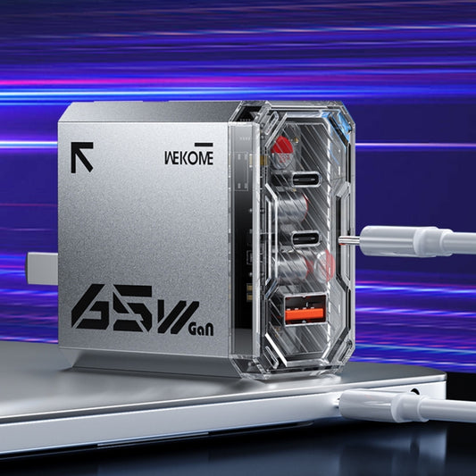 WK WP-U156 Pioneer Series 65W USB+Dual USB-C/Type-C GaN Charger(Silver) by WK