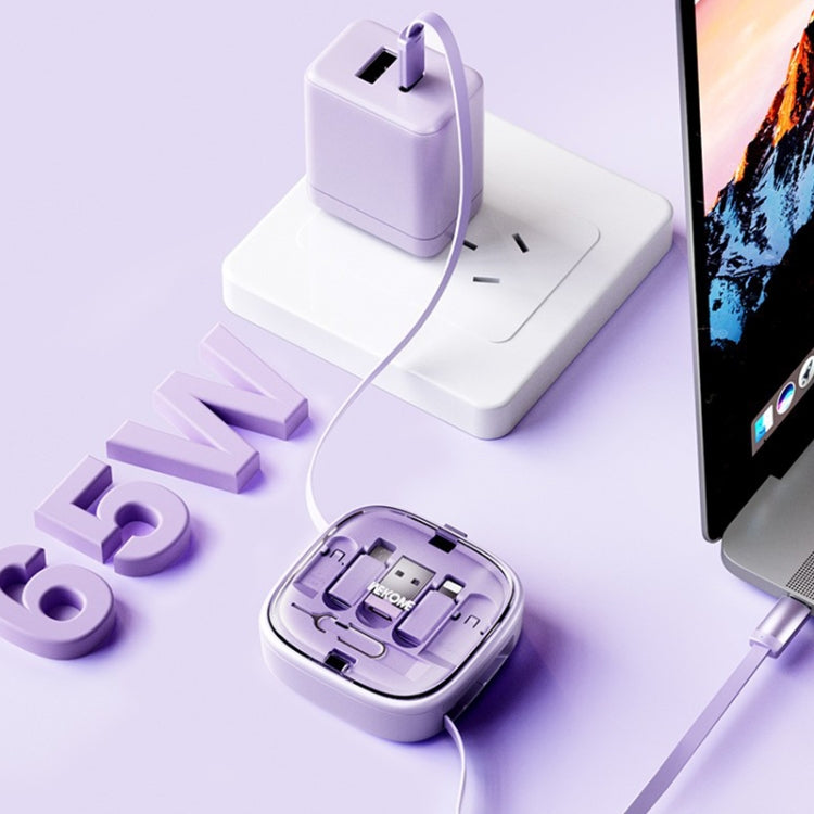 WK WDC-15 Pioneer Series 65W USB-C/Type-C to USB-C/Type-C Multifunctional Telescopic Storage Data Cable, Length: 1m(White) by WK