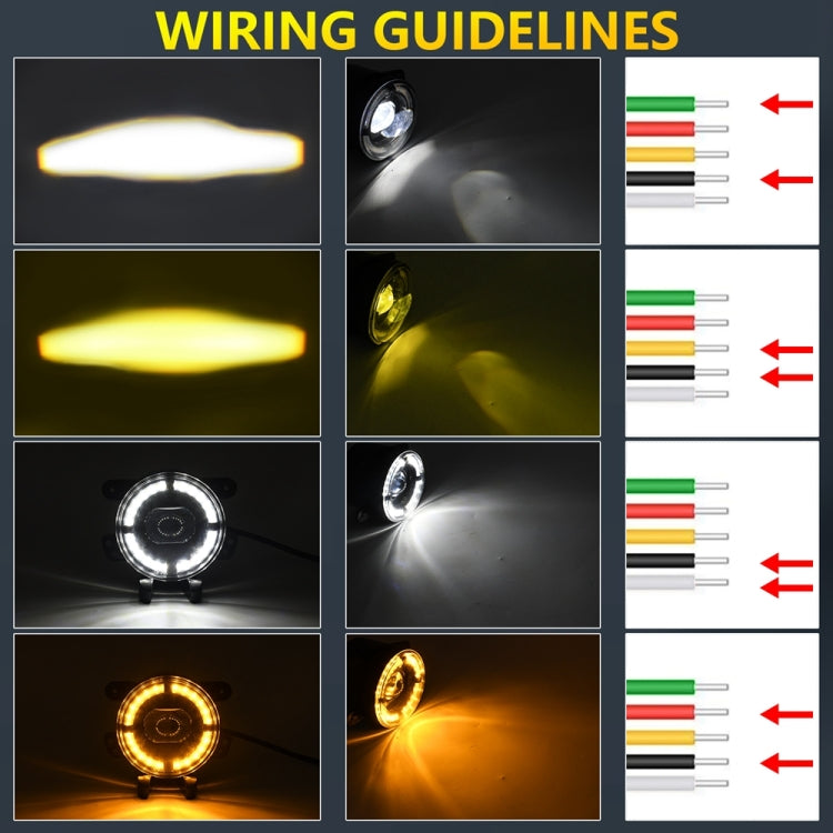 For Jeep Wrangler JK 2 Door 2007-2015 Y5 4 inch 1 Pair Light Guide Single Lens Fog Light(Yellow White) by buy2fix