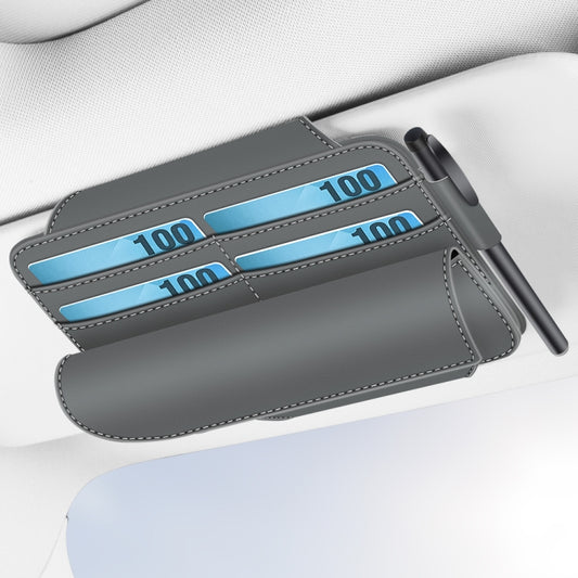 3073 Napa Texture Leather Car Removable Glasses Storage Bag(Grey) by buy2fix