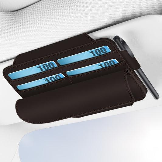 3073 Napa Texture Leather Car Removable Glasses Storage Bag(Brown) by buy2fix