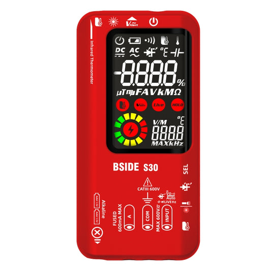 BSIDE S30 Smart Color Screen Infrared Temperature Measurement Multimeter(Red) by BSIDE